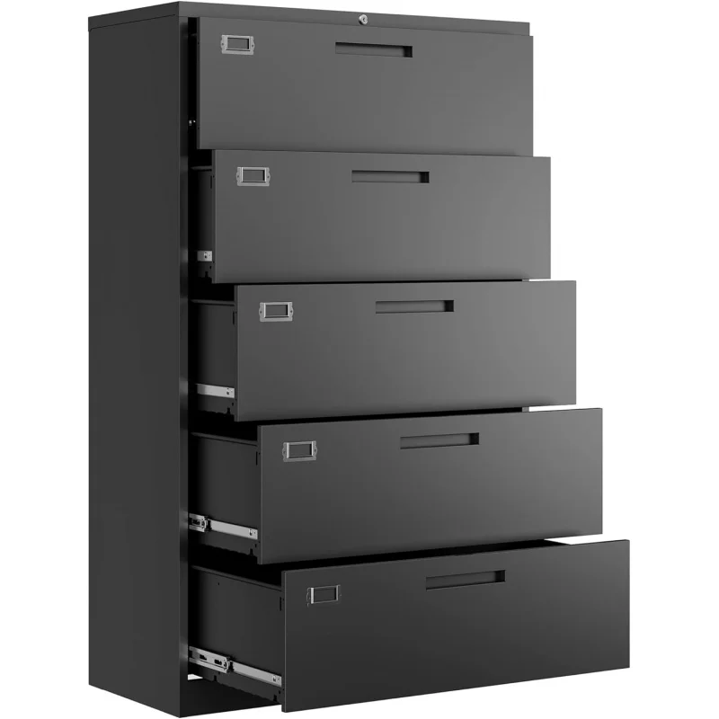 

5 Drawer File Cabinet with Lock,Metal Lateral Filing Cabinets Home Office Hanging Files Letter/Legal/F4/A4 Size