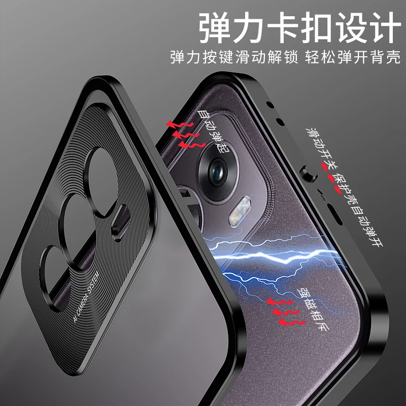 Case For OPPO Reno 12 Pro Luxurious Aluminum Alloy Snap-on Glass Skin-friendly Cover For OPPO Reno12 Pro Shockproof Bumper Funda