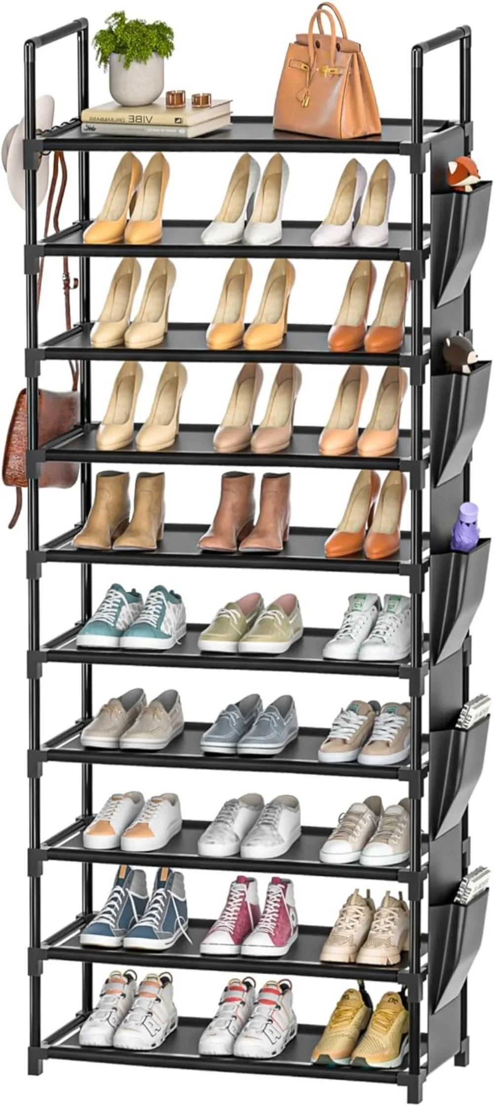 

Tall Shoe Rack 10 Tier Shoe Organizer Racks for Closet Shoes Rack, Storage Metal Shoe Shelf Sturdy Stand Tower Rack for Shoes