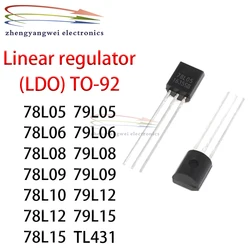 Régulateur TO-92, 50 pièces/lot, 78L05 78L06 78L08 78L09 78L10 78L12 78L15 79L05 79L06 79L08 79L09 79L12 79L15 TL431