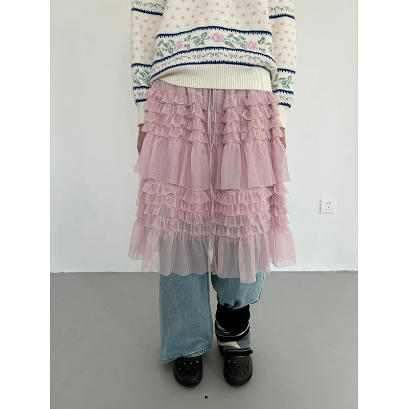 

Весна 2026: Корейская дизайнерская юбка-миди с богатой отделкой, деревянными элементами и эластичным поясом, дышащая, приятная к телу