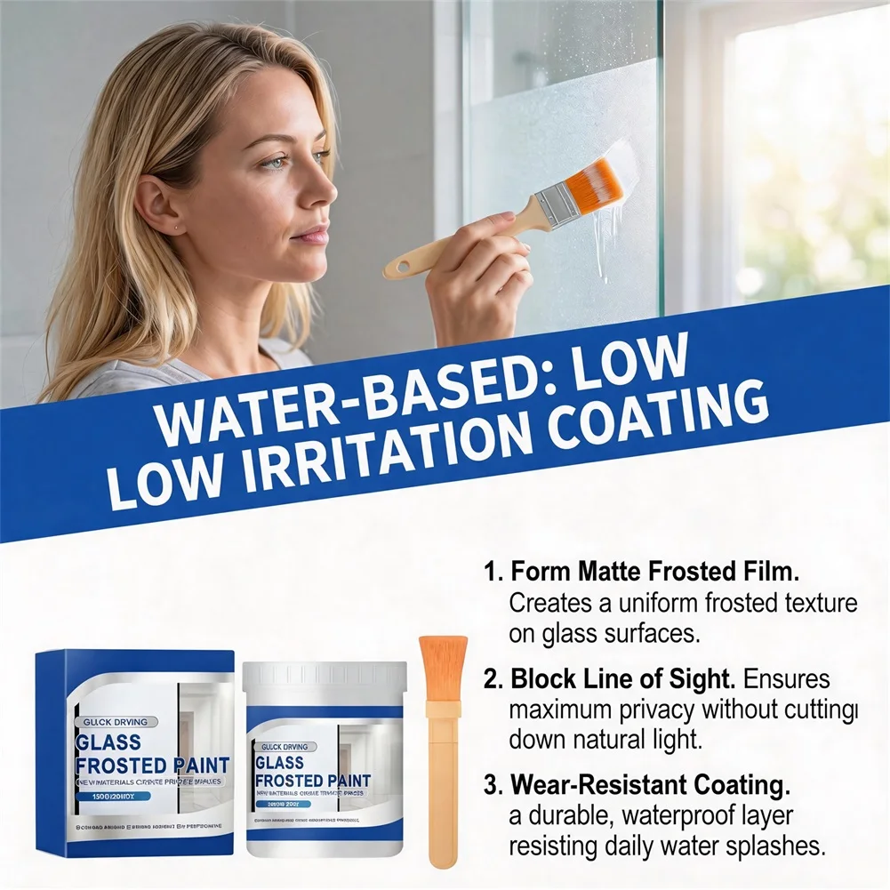 150g Frosted Glass Spray Paint Decorative Privacys Coating For Window Shower Doors Mirrors Easy-Apply Non-Yellowing Matte Finish