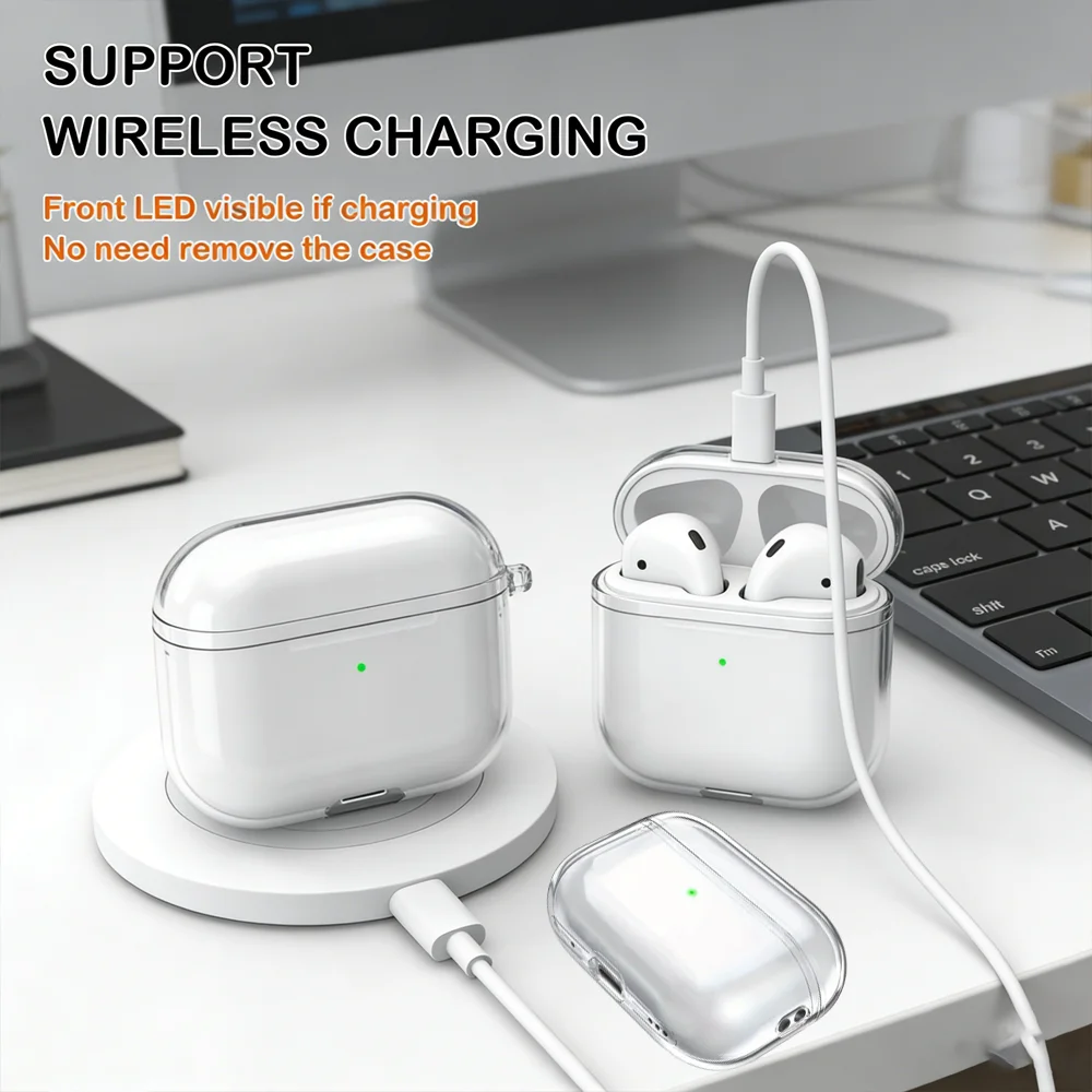 

Мягкий прозрачный чехол из ТПУ для наушников AirPods Pro 3 2025, AirPods 4 2024, ударопрочный прозрачный чехол для AirPods 2 3 2021
