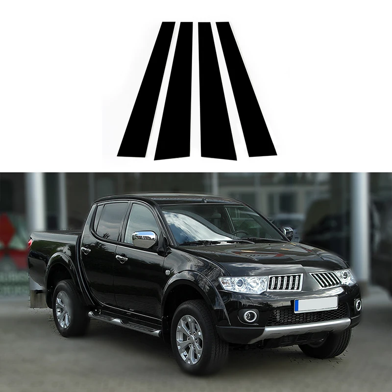 Glossy Black Pillar Post Door Side Cover Trim Fit For Mitsubishi L200 Triton 2005-2012 2013 2014 Column B C  Decoration Stickers