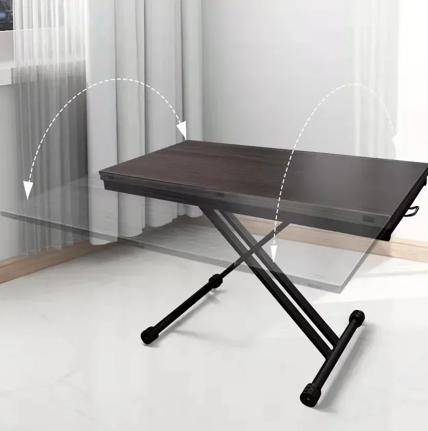 Foldable pneumatic lifting table, dining table, simple small household square dining table, small square table