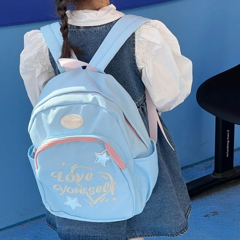 Ransel Anak-anak 2025 Ransel Sekolah Dasar Anak Perempuan Fashion Baru Tas Bahu Anak Serbaguna Bordir Huruf Ringan