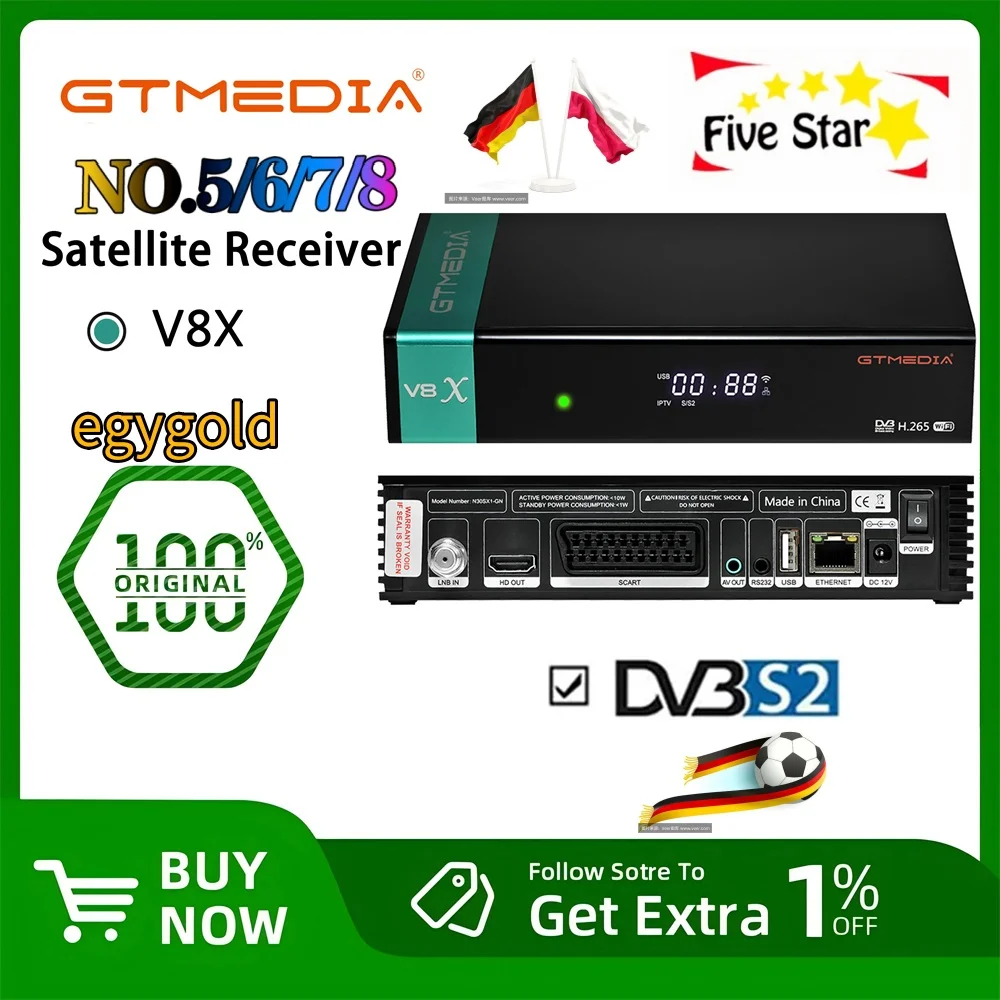 GTMEDIA V7 S5X DVB-S2 Satellite Receiver With Usb Wifi Digital Gtmedia V7S2X Upgrade Freesat V7s HD v8x Receiver