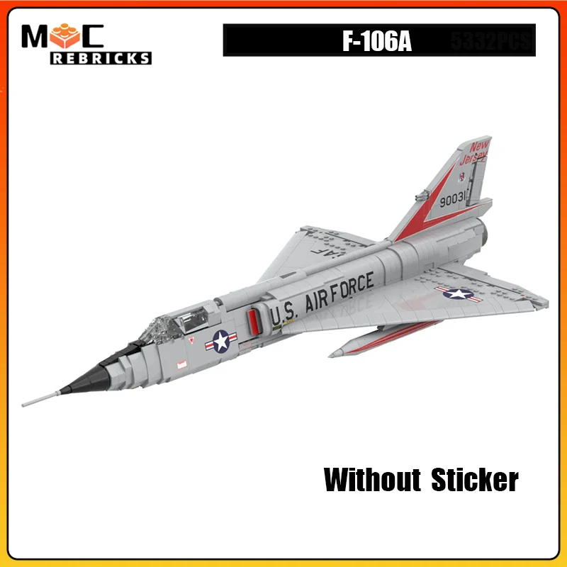 

US Air Force Military Fighter F-106A Supersonic Interceptor Aircraft MOC Building Blocks Assembly Weapon Model Kids Bricks Toys