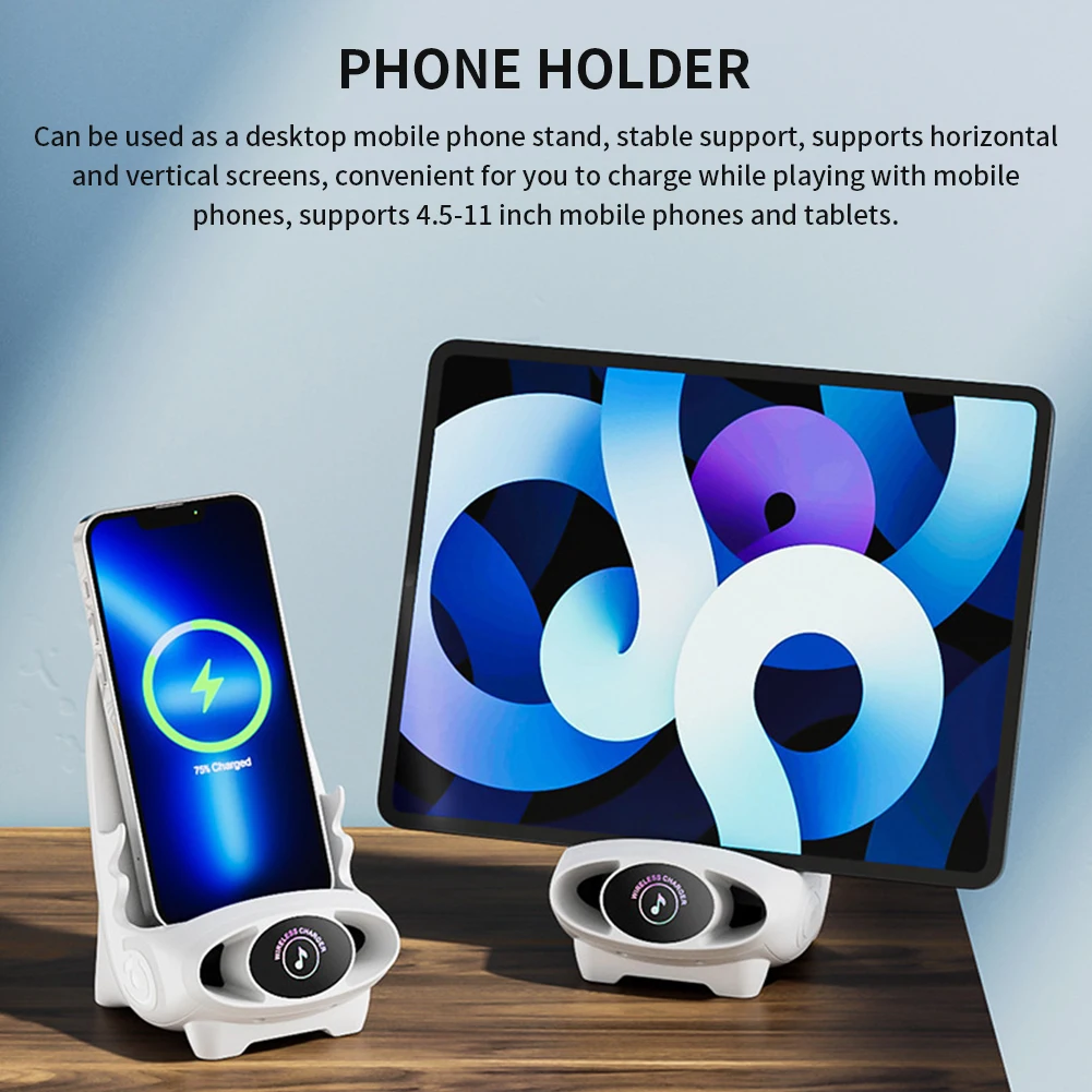 อุปกรณ์เสริมแบบพกพาที่ชาร์จแบบไร้สายอเนกประสงค์ทนทานอโรมาเทอราพีปลอดภัย15W สำหรับสำนักงานบ้านวางโทรศัพท์ตั้งโต๊ะ