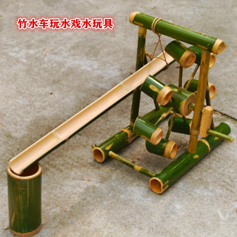 

Bamboo water wheel windmill toy kindergarten sand water area playing pool water hand crank small wheel wheel