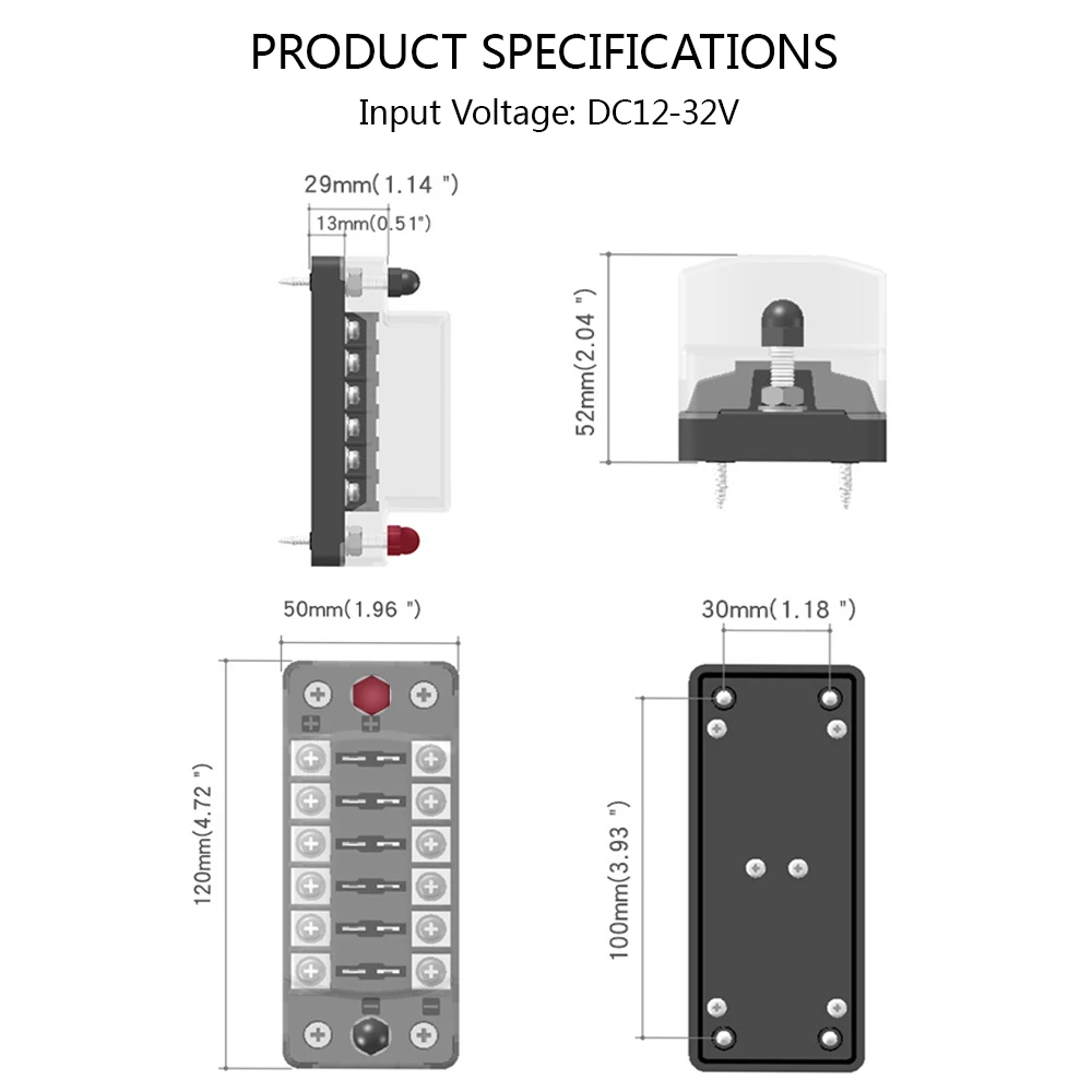 32V 75A Fuse Box Holder Flame Retardant 6 Ways 12 Ways Blade Fuse Block With Cover Accessories For Car Marine Boat Truck Trailer
