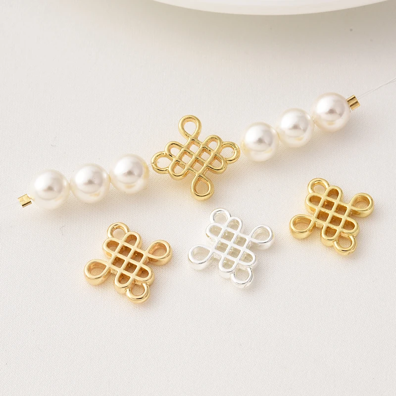 

High-fidelity Copper-plated 18K Gold Chinese Knot Pendant Small Hanging Piece Diy Hairpin Car Hanger Bracelet Silver Material