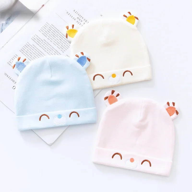 Baby Hat Made of Pure Cotton, Boneless Fetal Cap for Newborns Aged 6-12 Months, Double Layered Cap for Male and Female Babies