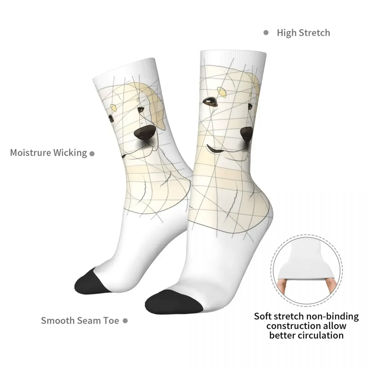 English Cream Golden Retriever Socks Harajuku High Quality Stockings All Season Long Socks Accessories for Unisex Gifts