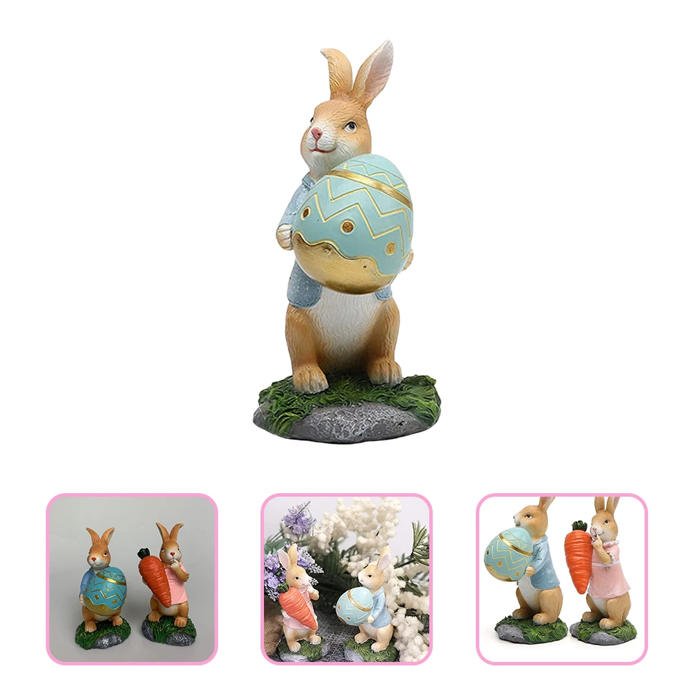 

Resin Rabbit Figurine Lovely Shape Beautiful Color Easter Decoration Desktop naments Home Decor Bunny Statue Gifts