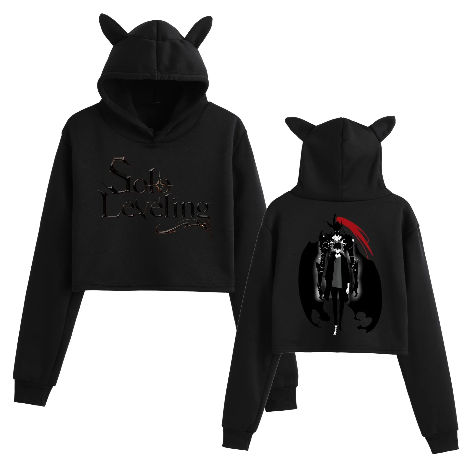 

Solo Leveling Merch Hoodies Sweatshirts Cosplay Women Men Fashion Casual Streetwear Sweatshirts for Girls Cat Ear Crop