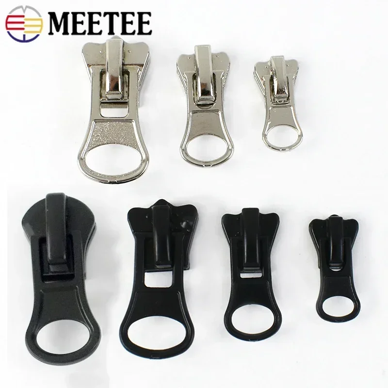 10/20/30P Meetee 3#5#8#10# Slider for Zipper Resin Zips Puller Bag Replacement Zippers Repair Pull Head Zip Closure Accessories