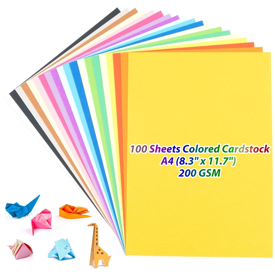 100 Sheets A4 Colored Cardstock Card Stock Paper 20 Assorted Colors Card Paper Multicolored Cardstock For DIY Crafts Printing