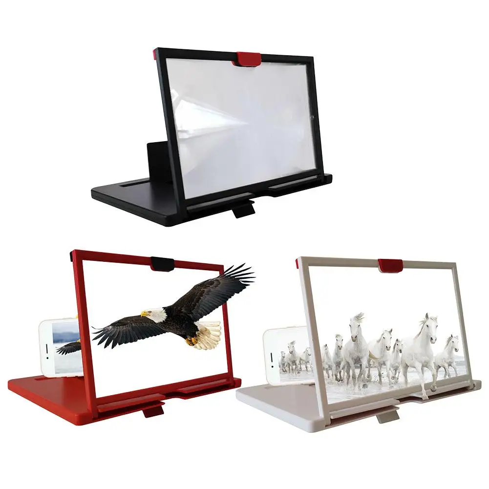 مضخم شاشة الهاتف المحمول عالي الدقة مع حامل سطح مكتب قابل للطي - مكبر شاشة 10/12 بوصة U6H7