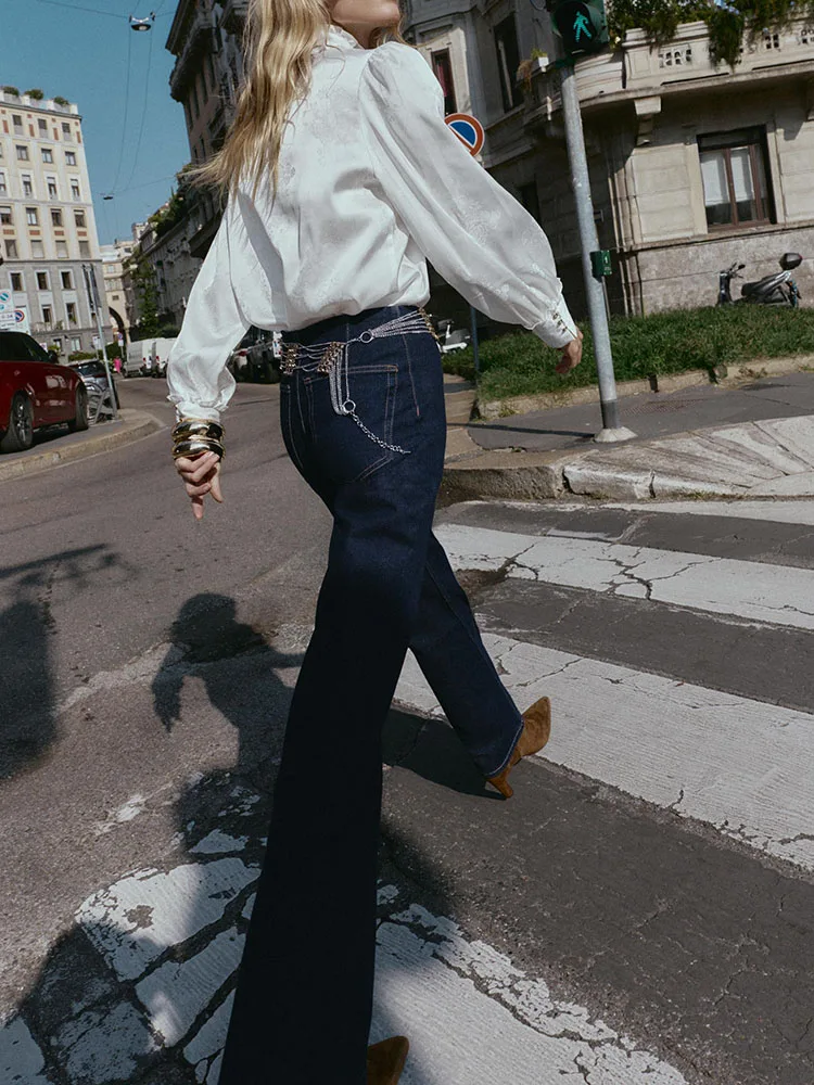 Autumn New Arrival Women's Casual Long Sve Satin Feel irt Versatile Floral Embroidery Ele Faionable Ladies' Top