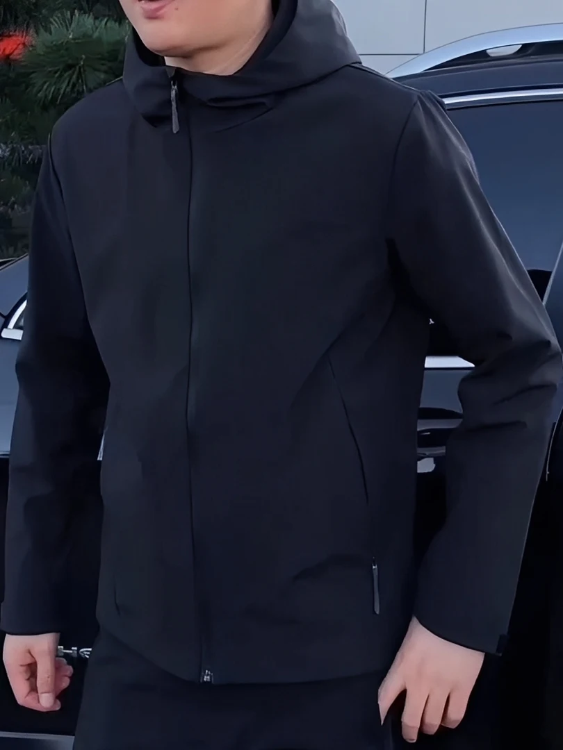 

Men's Hooded Jaet Outerwear Sli Korean Faion Slim Fit Trendy Comfortable Autumn New Arrival Youth Polyester Long S...