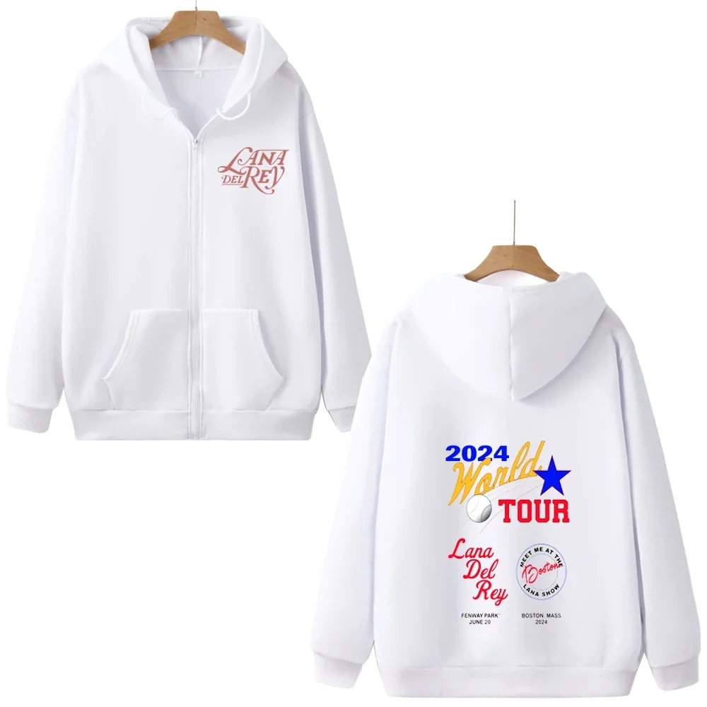 Singer Lana Del Ray Text Zip Hoodie Printed Y2k Retro Top Sweatshirts Comfortable Loose Harajuku Style