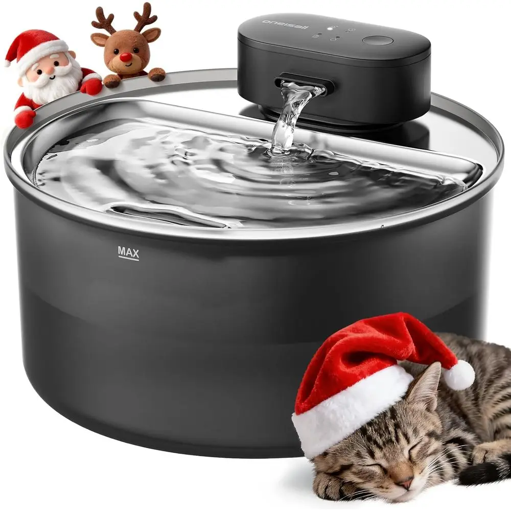 

Rechargeable Stainless Steel Cat Water Fountain, 108oz/3.2L, Indoor Automatic Pet Drinking Dispenser, Ultra Quiet, BPA-Free