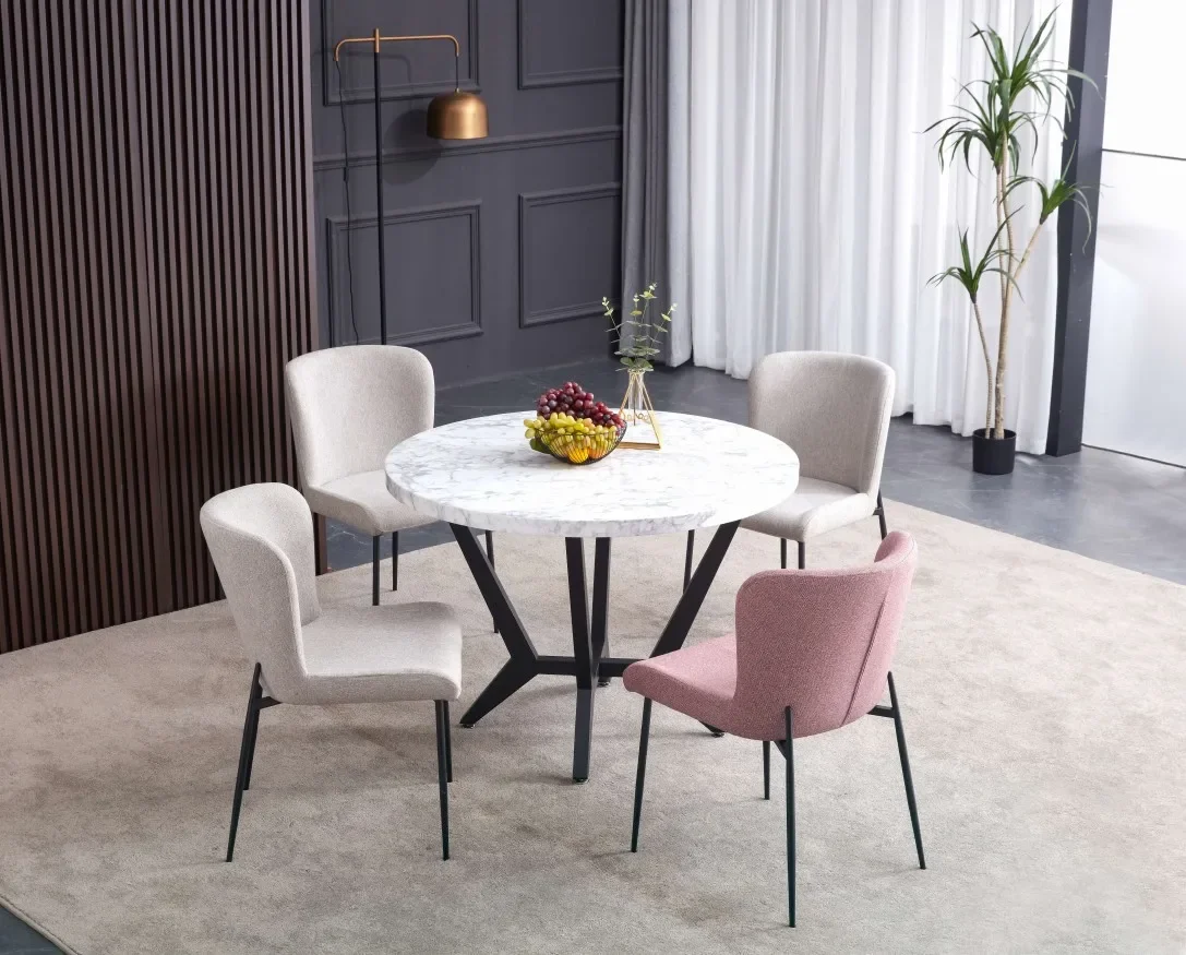 Formwell set ofDining Chairs, Kitchen Chair, lambswool fabric with Metal Legs for Dining Room, Living Room