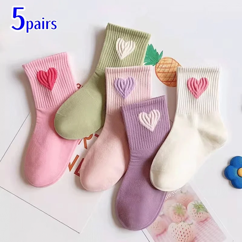 

5Pairs/lot Kids Socks For Girls Fashion Princess Children's Girls Socks Spring Autumn Sweet Love Child Student Sport Sock 1-14Y