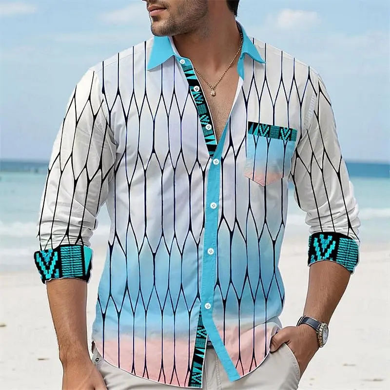 

New long sleeved shirt with men's pockets, casual and fashionable, multi color shirt, elegant and luxurious 2024 men's outdoor c