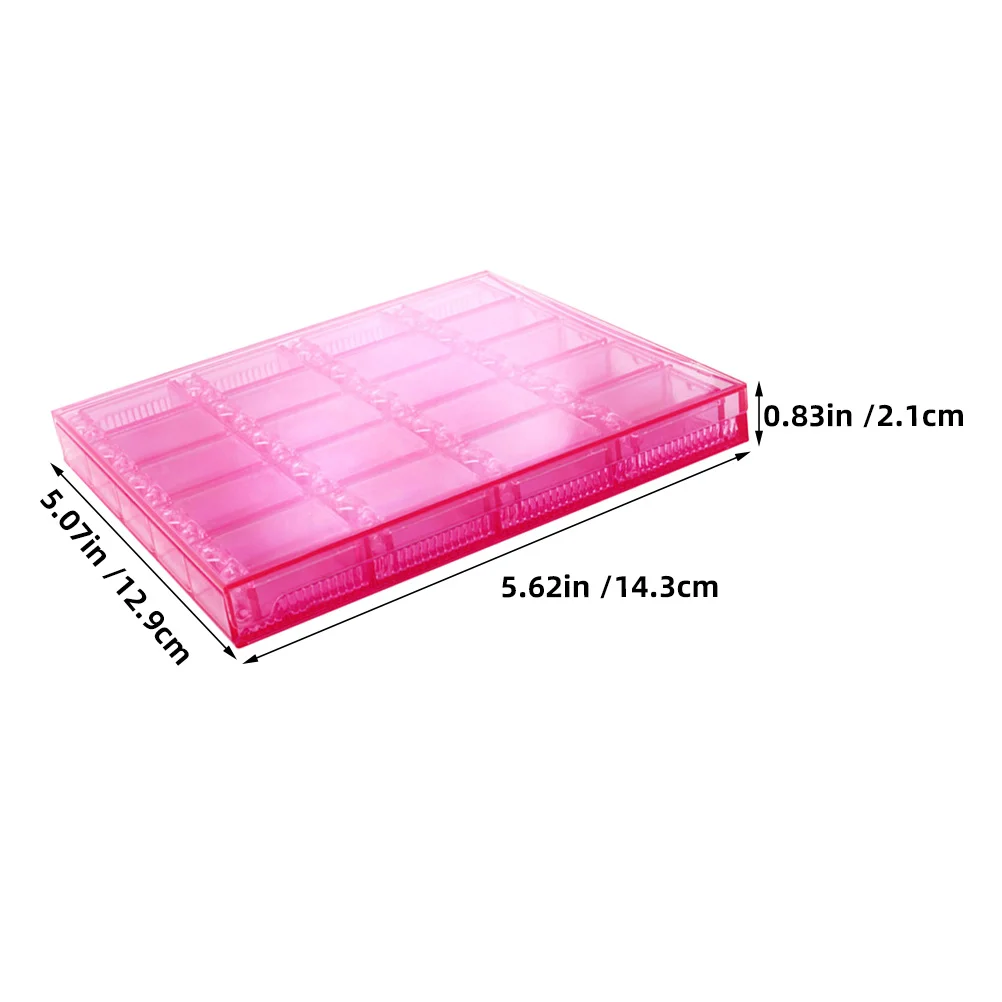 1 Set Divisori rimovibili flip-top trasparenti per unghie in acrilico da 20 griglie per ciondoli per unghie Perline Gemme Organizzatore Piccolo contenitore