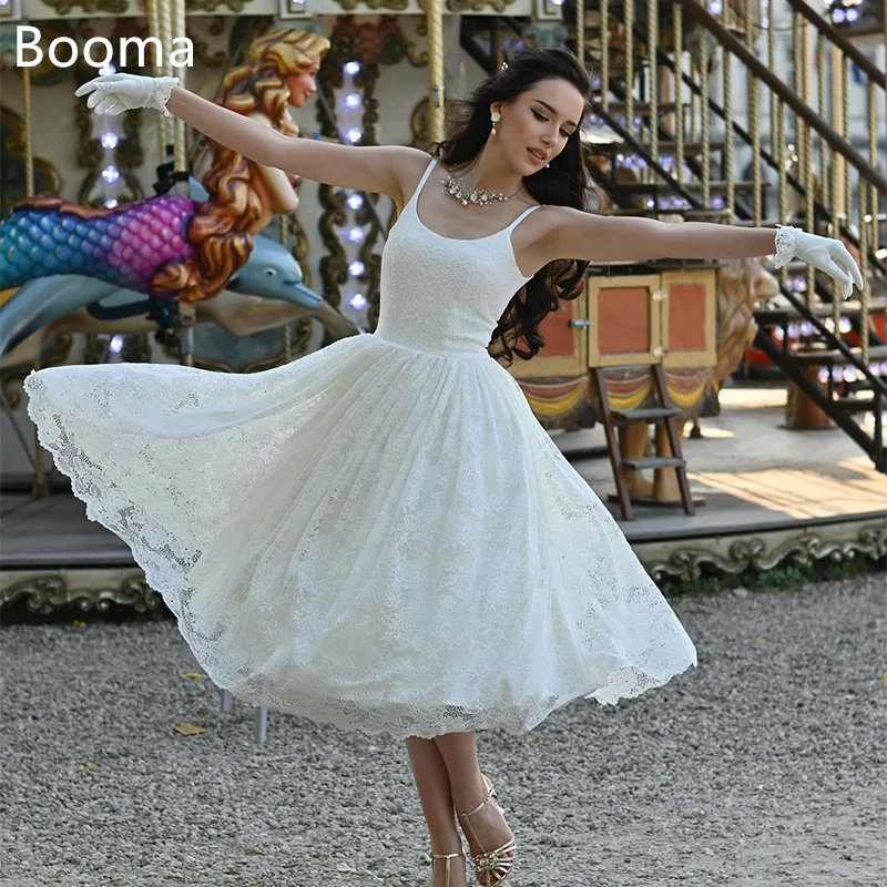 

Booma A-Line Spaghetti Strap Elegant Wedding Dresses Simple Sleeveless Lace Flowers Brides Gown Custom Made 2025