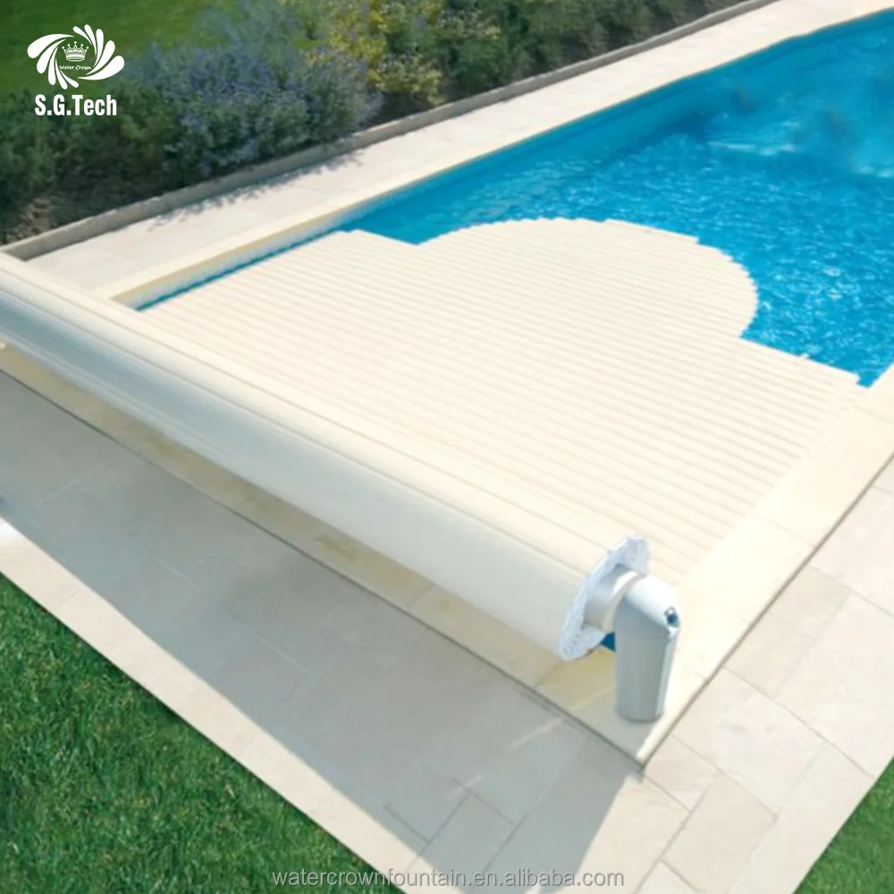 Manufacturer's Crown PC Slat Swimming Pool Cover Water Resistant Strong Durability Good Corrosion Resistance Pool Covers Reels