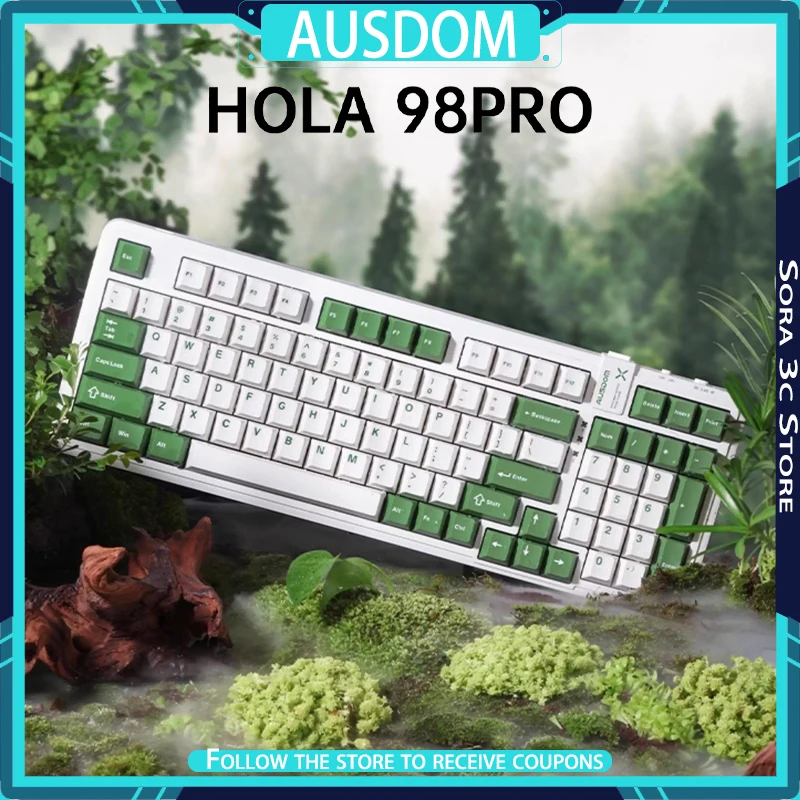 AUSDOM Hola98 Pro Mechanical Keyboard Wireless Bluetooth Tri Mode 0.001s Seamless Delay Optional Silent Version Gaming Keyboard