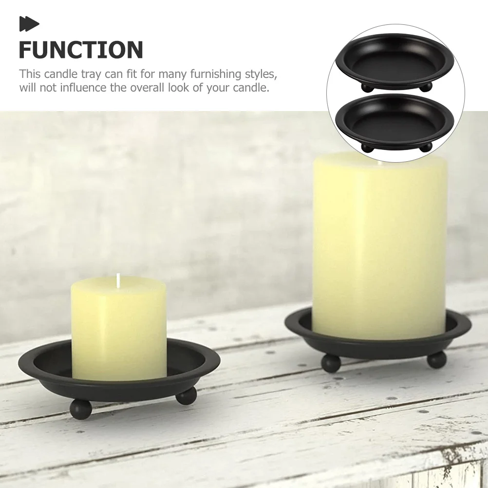 2Pcs Metal Plates Set Sturdy Pillar Holders Decorative Tray for Wedding Birthday Christmas Home Decoration