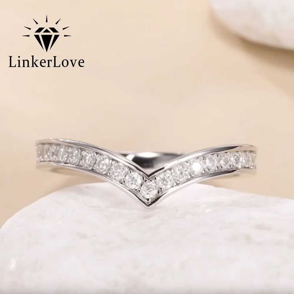 LinkerLove Full Eternity Moissanite Wedding Band for Women 925 Sterling Silver Channel Setting Diamond Promise Ring Jewelry Gift