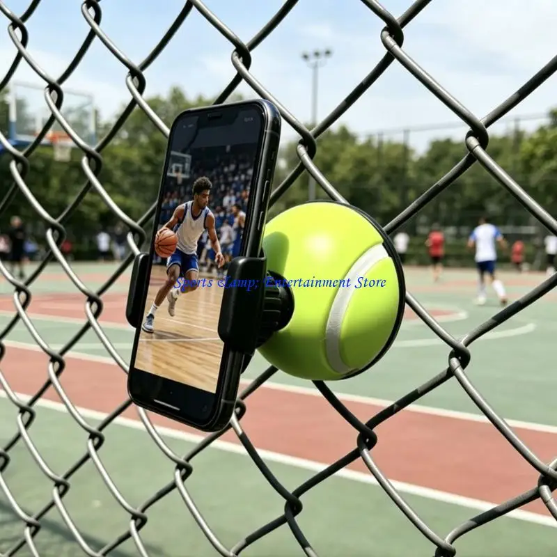 G7NF Practice Recording Phone Holder for Fence Use, Tennis Ball Rear Support for Outdoor Sport Streaming View