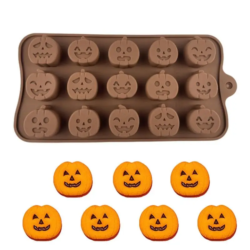 Stampo per cioccolato zucca di Halloween Kawaiis Pumpkin Ghost stampo in Silicone 15-Cavity Resin Crafts Ice Cube Candy Jelly Mold