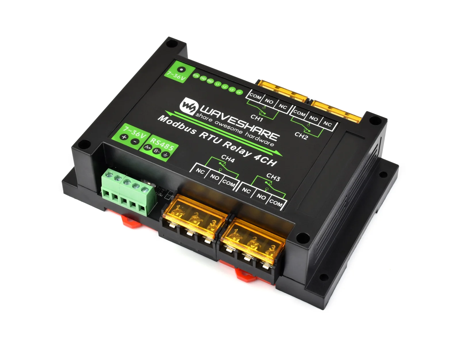 

Промышленный 4-канальный релейный модуль Modbus RTU с интерфейсом RS485, высоким током 30 А, встроенными светодиодными индикаторами, многоизоляционная защита