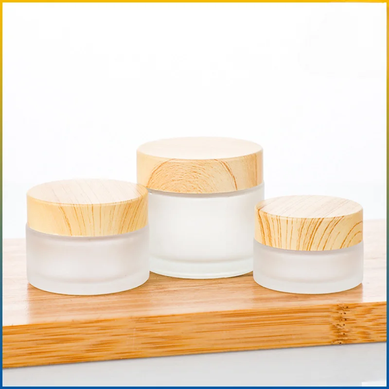 1 Stuks Matglazen Pot Met Houten Deksel Lege Room Potten Cosmetische Container Cosmetische Dispenser Tool Lekvrij