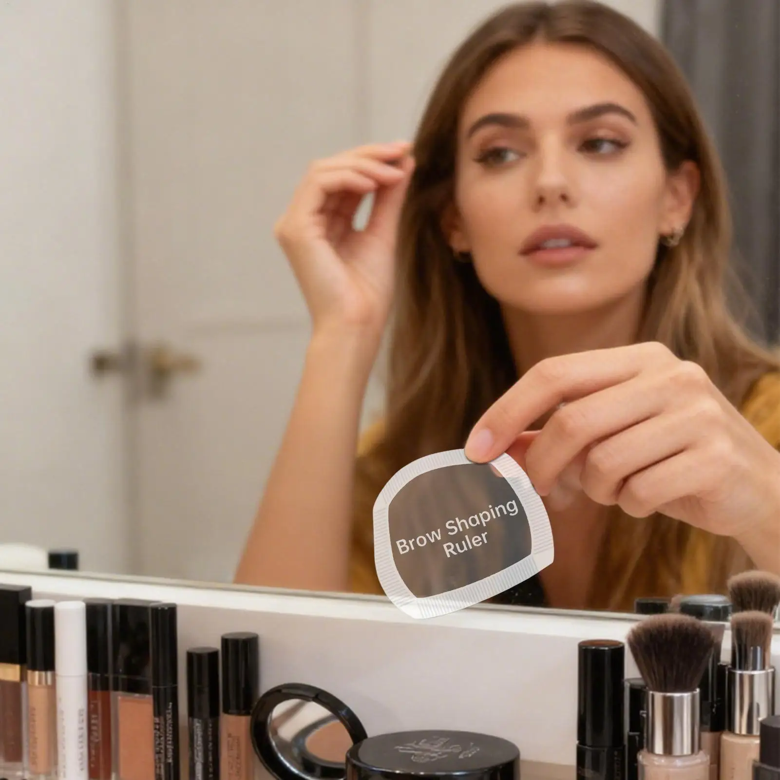 أداة قياس مسطرة تشكيل الحواجب قابلة لإعادة الاستخدام للحواجب المتناظرة المثالية، سهلة الاستخدام للمساعدة في المكياج للمبتدئين والمنزل #5