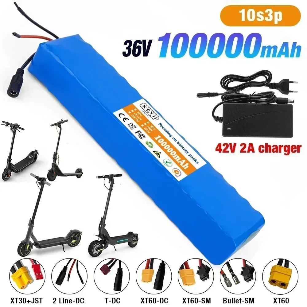 10S3P 36V 100Ah 18650 Wiederaufladbarer Lithium-Akku 1000W Leistung Modifiziertes Fahrrad Elektroroller Fahrzeug mit BMS