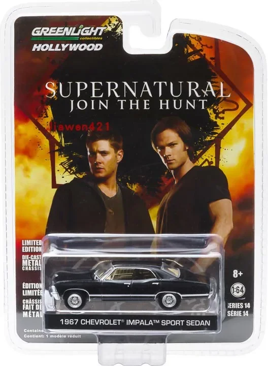 Supernatural Chevrolet Impala Sedan Simulação Diecast Carro, Modelo de liga metálica, Decoração do carro, Exibir Coleção Presente, W1, 1:64