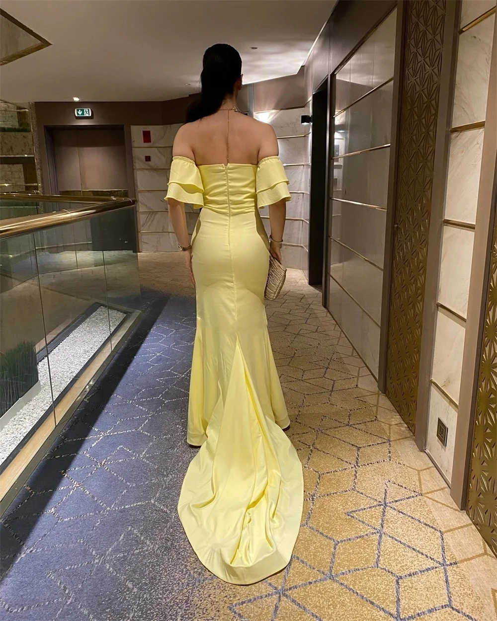 イエローパーティーロングオーダーメイドオケージョンガウンイブニングドレスパストロールユニセックスジャージレトロドバイサウジアラビアイスラエルプロムカスタマイズ