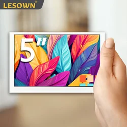 LESOWN 800x480 mini IPS LCD Monitor Metal Housing Small Camera Temp Monitoring HDMI Display Sub Screen White for PC Laptop