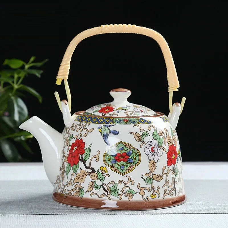 China  Porcelain Teapot with Strainer Net High Capacity 900ML Traditional Chinese Retro Ceramic Tea Set