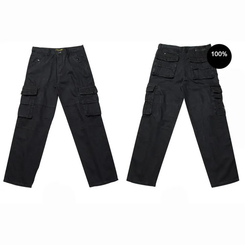MORUANCLE Men Casual Cargo Jeans Pants With Multi Pockets Loose Fit Hip Hop Denim Trousers For Male Baggy Jeans Plus Size 30-46
