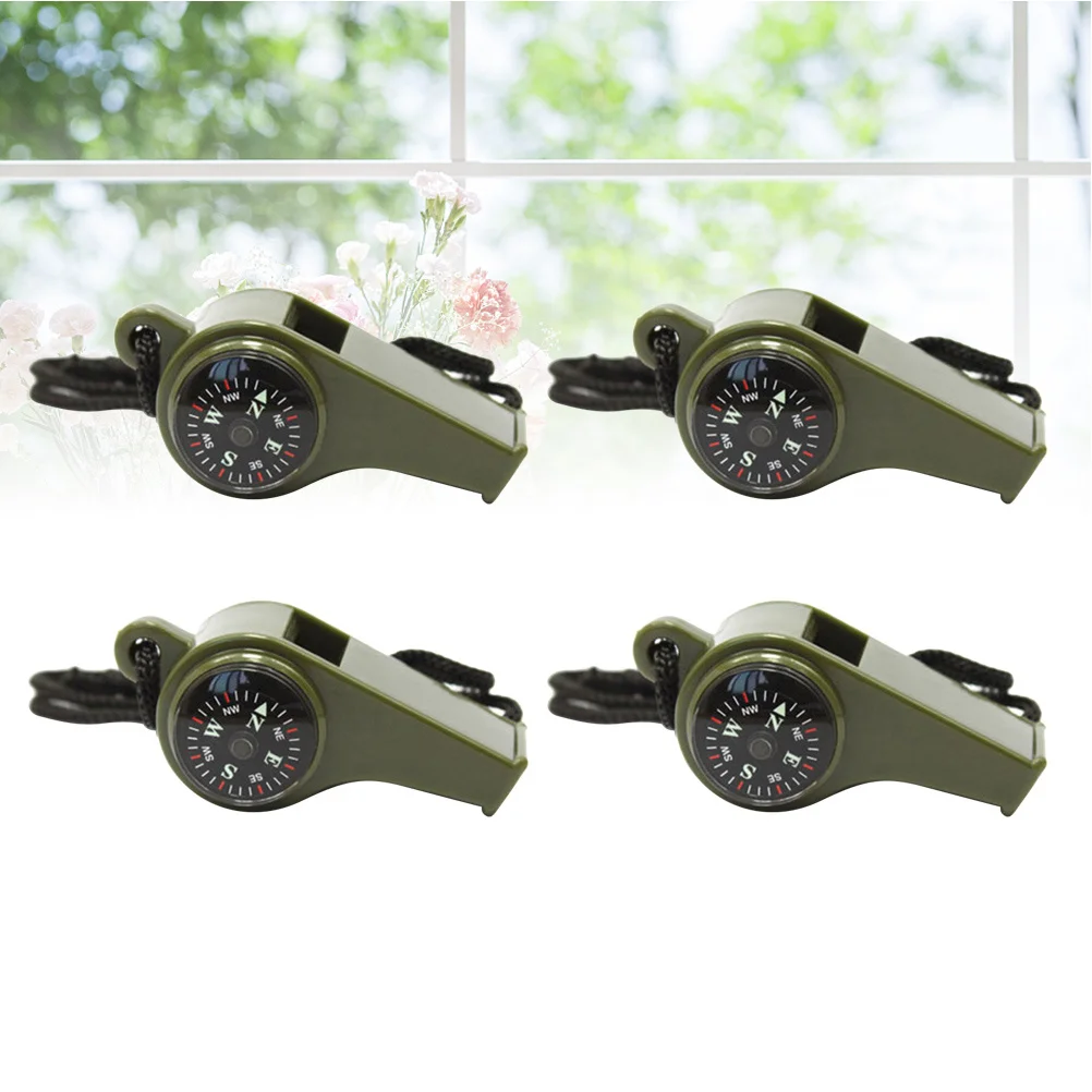 

4 Pcs Compass Whistle High-frequency for Signal 3 in 1 Multi-functional Survive