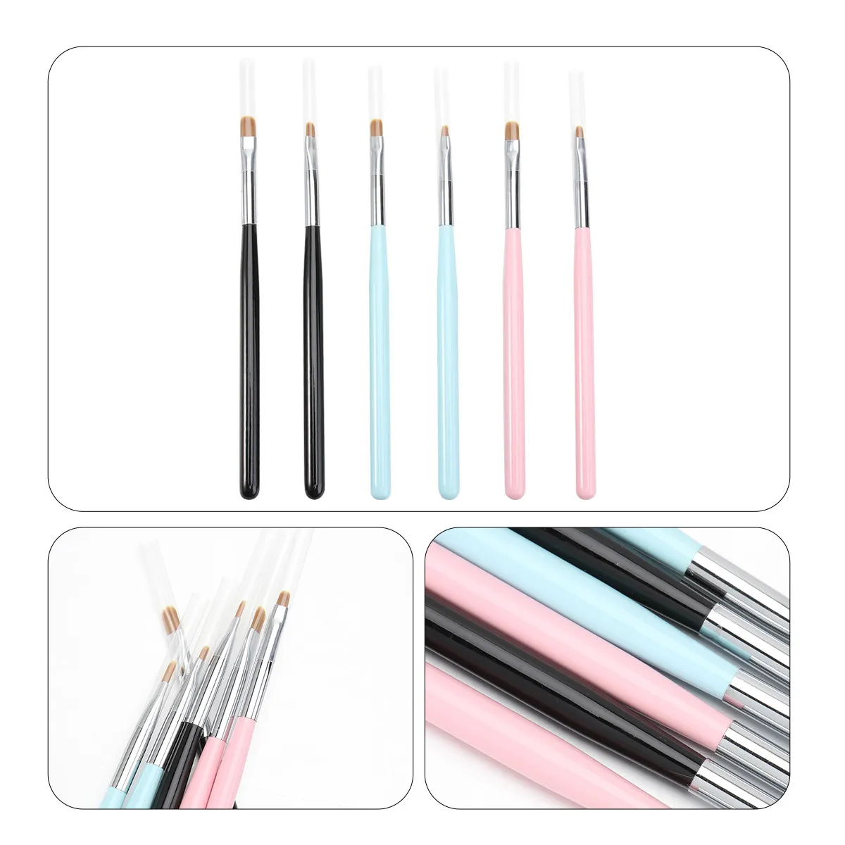 

6 Pcs French Manicure Brush Fingernail Polish Detailing Fine Paint Brushes