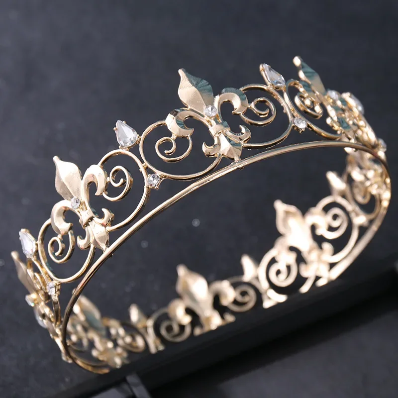 

Luxury Crystal Round Crown Tiara Rhinestone Prom Diadem Crown For Women Men Bridal Wedding Hair Accessories Jewelry Crown Tiara